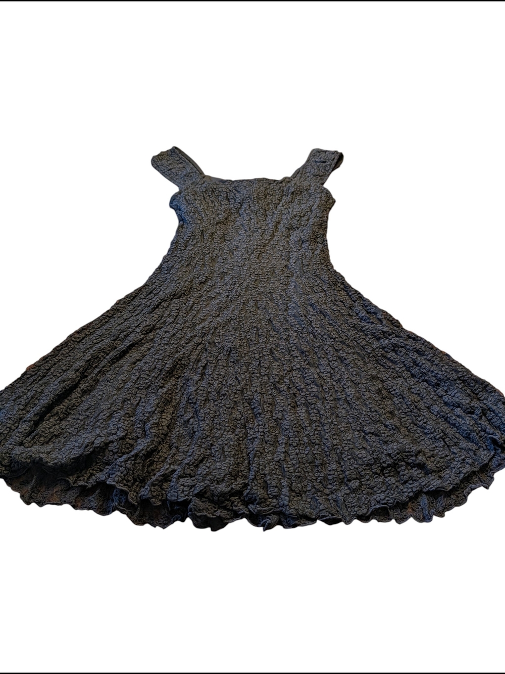 Lucky Brand Black Textured Smocked Lace Tank Dress